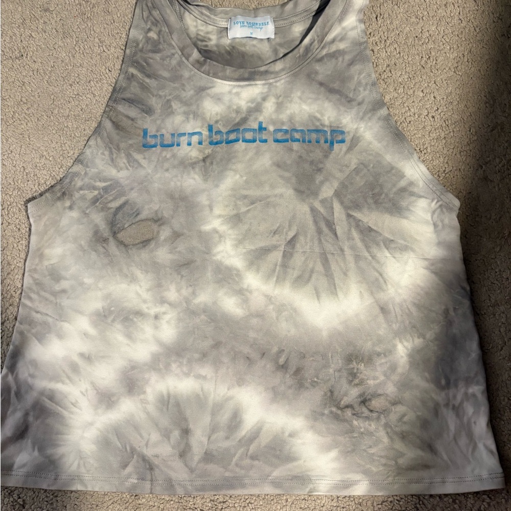 Burn Boot Camp Gray Tie-Dye Tank Top